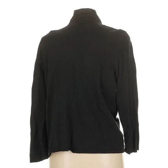 Kasper Lightweight Black Open Front Cardigan Size Large - Picture 2 of 6